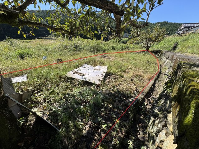 高岡郡佐川町加茂の外観|赤枠部分が、敷地の西側・地番1522番の畑（約40坪）になります。