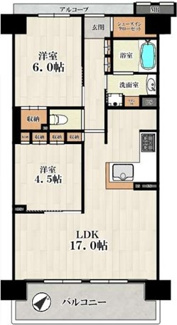 【間取り】 | シャルマンフジ新金岡ラプラス | 2LDK、専有面積62.64㎡、バルコニー面積11.02㎡、南東向き
