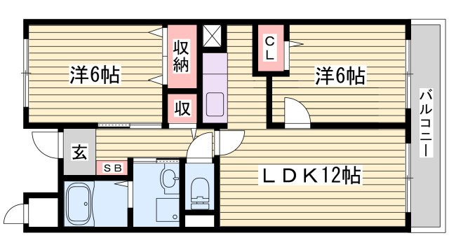 神戸市西区伊川谷町有瀬の賃貸マンションの間取り