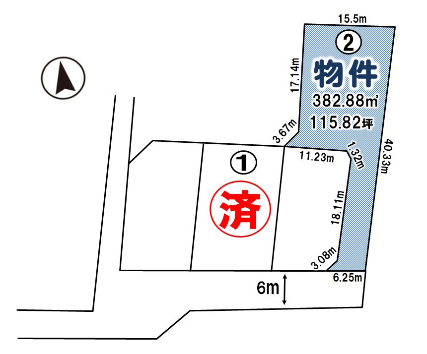 小山市間々田　区画2の土地図|残り1区画です！お早めにお問い合わせください！