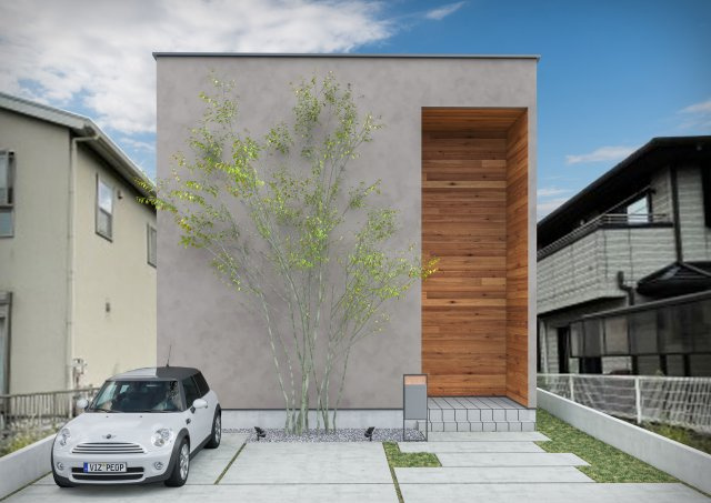 COLORSグリーンヒル　守山市赤野井町2区画の外観パース|建物プラン例（　1号地）
建物価格2600万円、建物面積100㎡