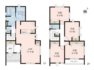 【間取り】 | 新築　新潟市中央区掘割町  B棟 | 4ＬＤＫ＋ランドリースペースの間取りです
駐車スペース3台可！