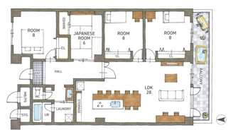 【間取り】 | アーバンスカイハイツ石山寺　天然木フルリノベーション