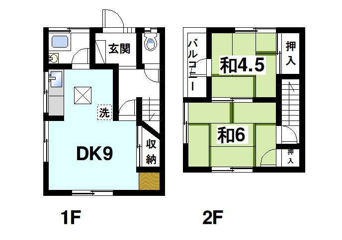 生駒市中菜畑テラスハウスの間取り
