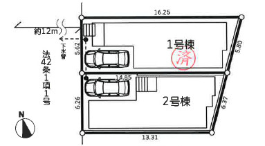 藤沢市善行　未入居戸建　全2棟2号棟の区画図