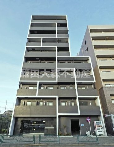 ステージグランデ蒲田アジールコートの外観|2013年11月築　RC鉄筋コンクリート造地上10階建て1K～1LDK総戸数52戸
Wi-Fi対応インターネットオートロック宅配BOXゴミ捨て場付分譲賃貸マンション