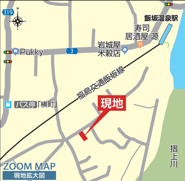 福島市飯坂町十網下　BLOOMING GARDEN　全1棟の地図