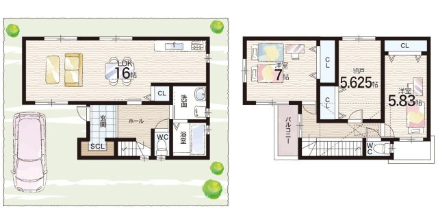 高槻市高西町　新築未入居の間取り|Ｂ号地