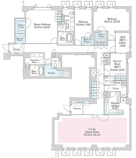 港区赤坂８丁目の賃貸マンションの間取り