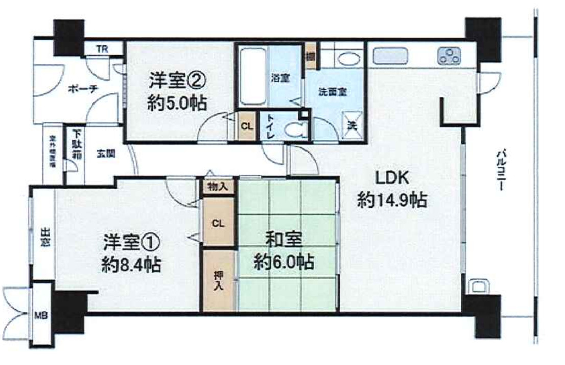 堺市西区鳳東町７丁の中古マンションの間取り
