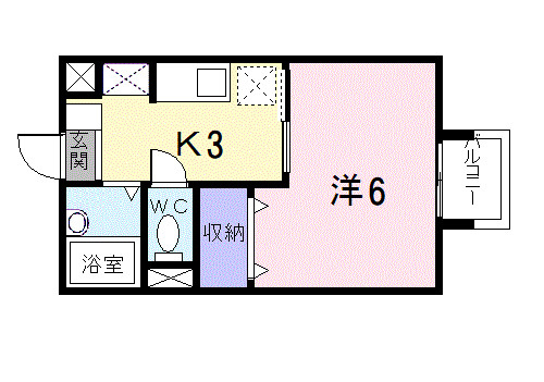 【間取り】 | エル・コート　Ⅰ | 1Kの間取りです