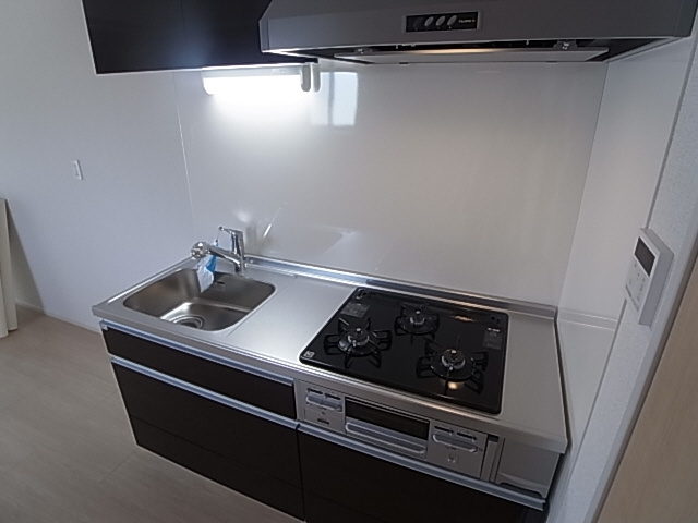 神戸市長田区西尻池町２丁目の賃貸マンションのキッチン|システムキッチン（ガス３口）