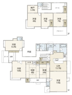 【間取り】 | 安佐南区安東六丁目　戸建 | 部屋数豊富な8LDK+S　トイレ4ヶ所あり