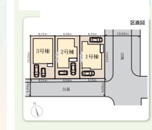 藤沢市辻堂太平台　新築戸建　全3棟3号棟の区画図