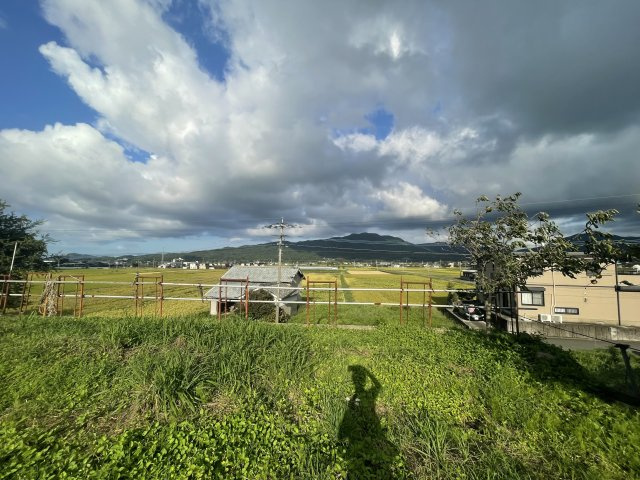 糸島 三雲の土地の展望|敷地からの眺望です。田園風景と高祖山を見渡せる絶景。