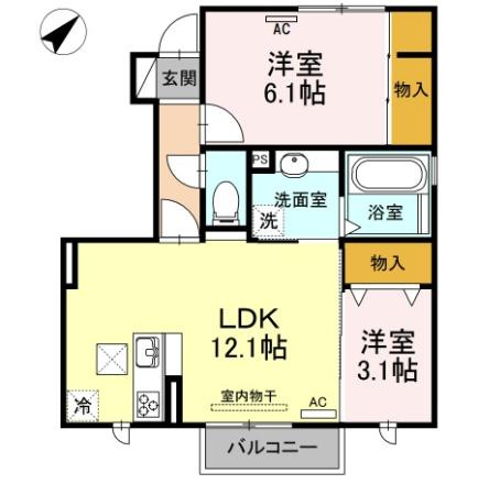 豊橋市小浜町のアパートの間取り