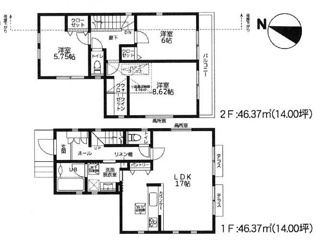 【間取り】 | 寒川町岡田7丁目  1号棟 2期 | 都市ガス　網戸標準仕様　二部屋から行き来可能なバルコニー　Ｗロックタグキー　シャッター2箇所付　食洗機・浄水器　浴室乾燥機+窓・浴室TV　屋根洋瓦葺き