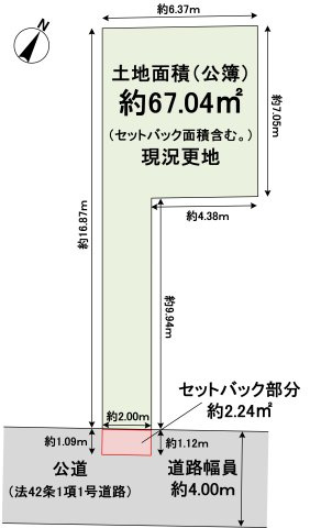 西宮市六軒町の売地の土地図
