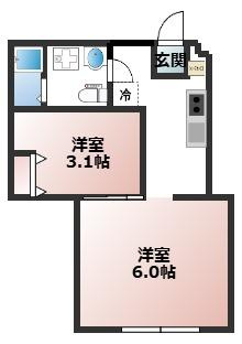 【間取り】 | ベルビュー西谷 | 6帖と3帖の使い方は想像が膨らみます