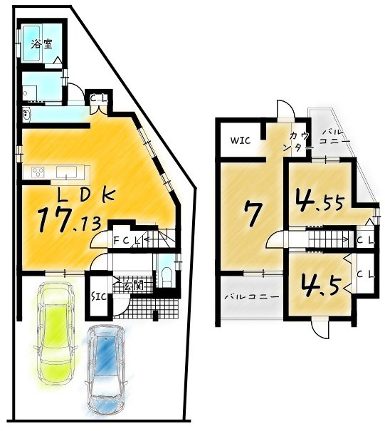松尾大利町４号地|４号地（新築戸建て）　金額４６８０万円　土地９３．６９㎡　延床８２．５５㎡