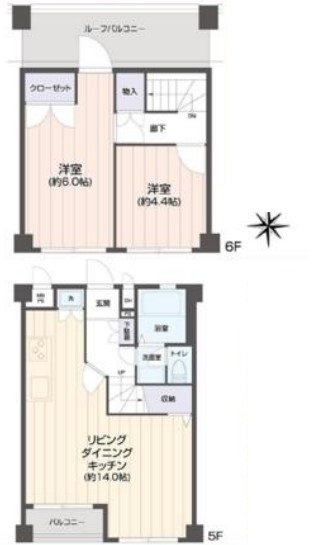 【間取り】 | ハイネス大山 | メゾネットタイプのお部屋となっています。