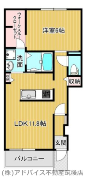 筑後市大字長浜のアパートの間取り