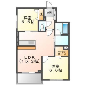 ベレオガーデンズ福富西の間取り