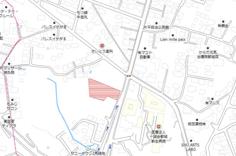 都城市志比田町の売地の土地図