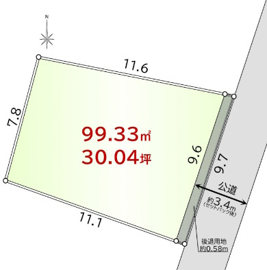 敷地面積３０坪　新座市野火止１丁目の土地図|区画図　敷地面積約３０坪！建築条件なし売地！本下水利用可能です♪