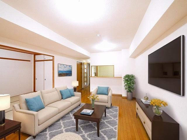 ローレルスクエア登美ヶ丘第1期1番館の居間・リビング|CGで家具等を配置したもので家具等は含まれません