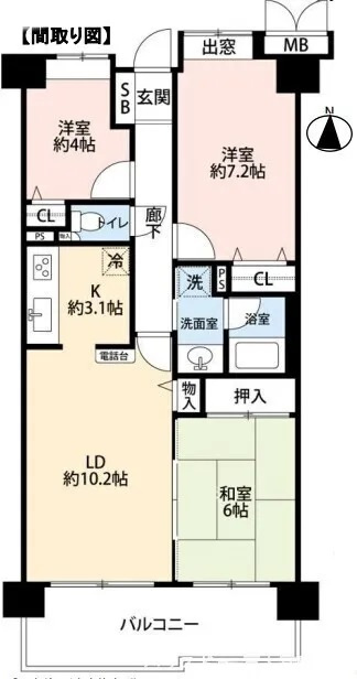 ヴィルヌーブ大宮の間取り|【3LDK・67.38㎡】大宮駅までバス18分！リノベ済み。当社は全ポータルサイト掲載物件、他社様掲載物件なども含めて複数物件をまとめてご案内可能です！気になる物件はご気軽にお申し付けください。