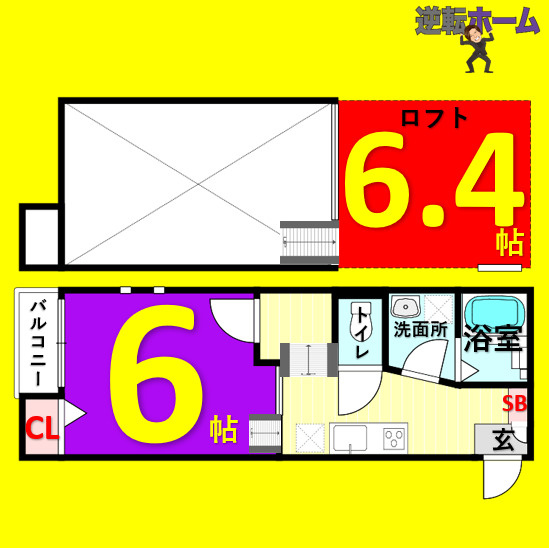 Chaton高畑　名古屋市賃貸　仲介手数料無料の間取り