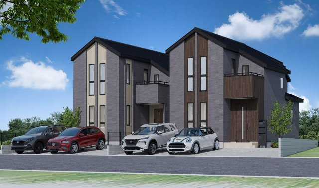 横浜市保土ヶ谷区上菅田町 新築戸建て【仲介手数料無料】カースペース2台の外観パース