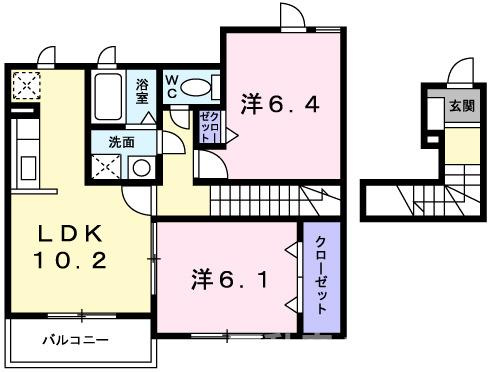 サンヒルズ城南Ｄの間取り
