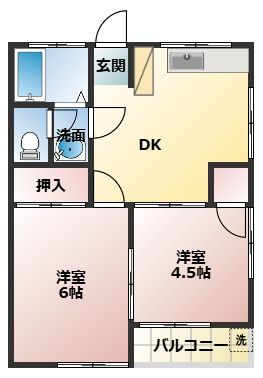 【間取り】 | 御幸ハイツ | 和室→洋室へ