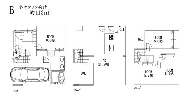 【参考プラン】 | 【建物１１３平米プランあり】■自由が丘１２分■緑が丘４分■仲介手数料３５０万円～３８０万円が無料
