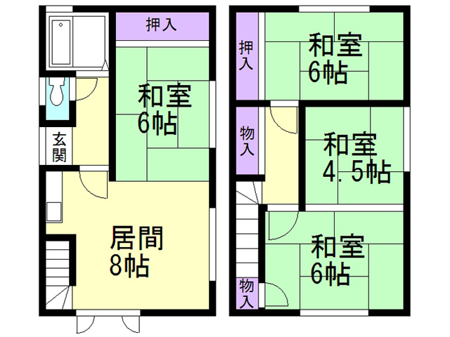 室蘭市母恋南町3丁目46-479戸建の間取り