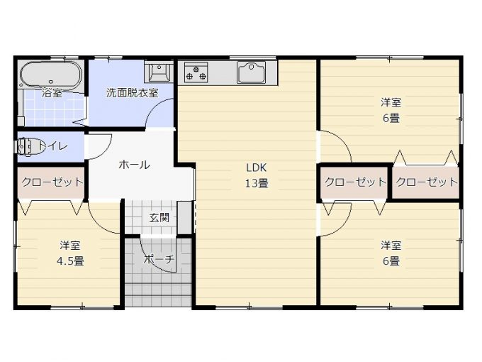 都城市一万城町の中古一戸建の間取り