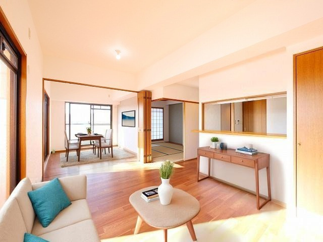 クレール郡山筒井の居間・リビング|CGで家具等を配置したもので家具等は含まれません