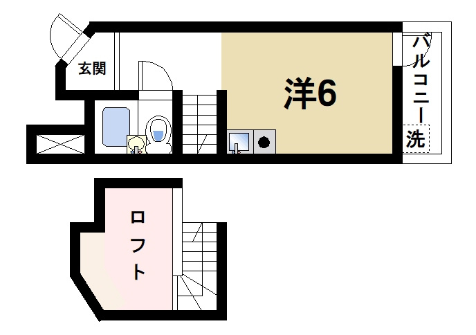 Bell one Bの間取り|1Kの間取り
