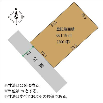 足利市小俣南町の売地の土地図
