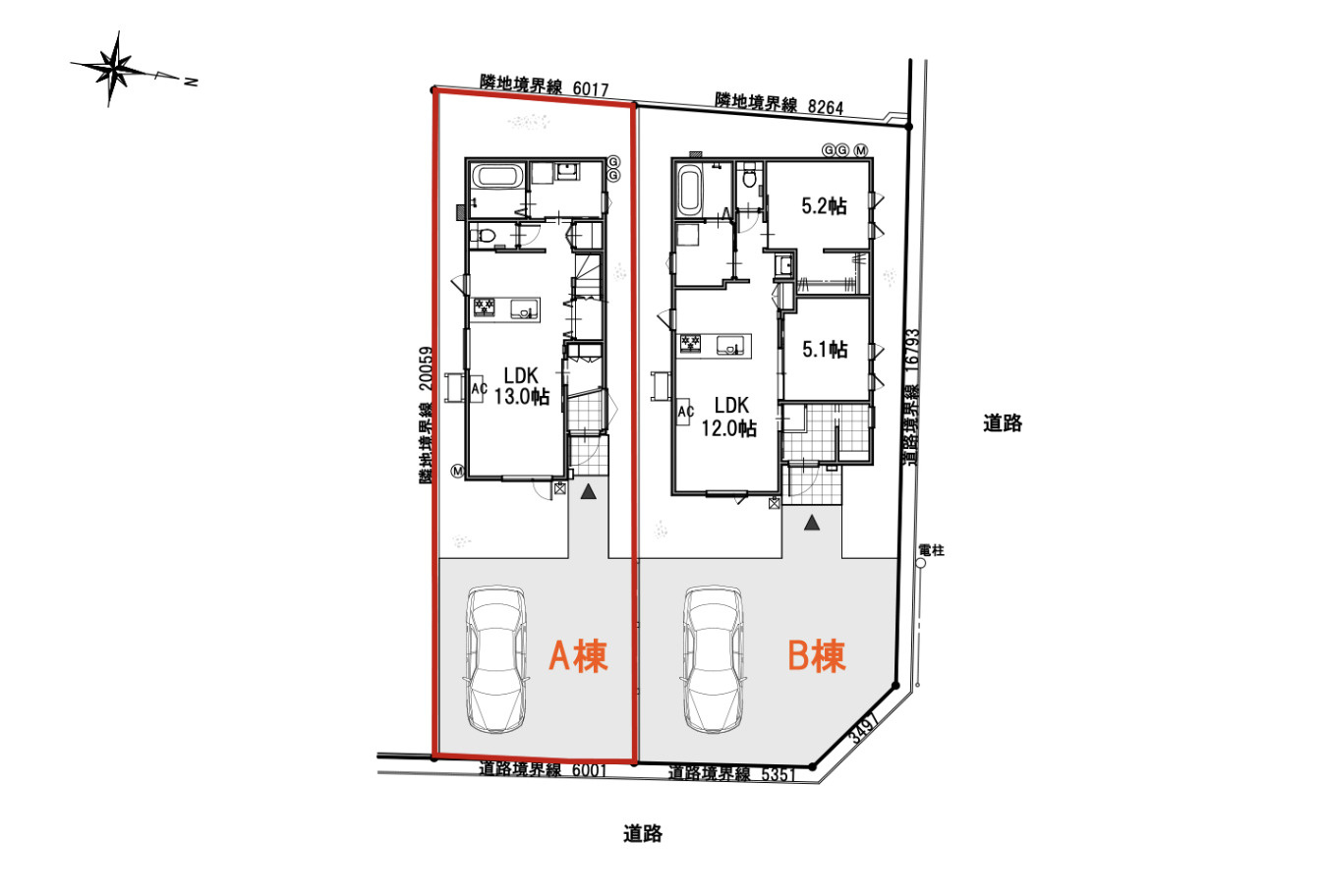 八戸市多賀台3丁目の区画図