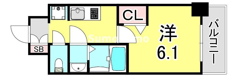 神戸市兵庫区大開通３丁目の賃貸マンションの間取り