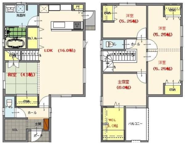 宮崎市清武町加納A　戸建の間取り|【間取り】
5LDK、土地面積/181.06ｍ2、建物面積/112.61ｍ2