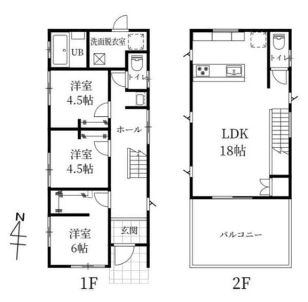 宮崎市曽師2号棟　戸建の間取り|【間取り】
3LDK、土地面積/193.33ｍ2、建物面積/83.21ｍ2