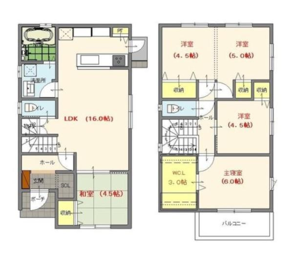 宮崎市清武町加納B　戸建の間取り|【間取り】
5LDK、土地面積/161.79ｍ2、建物面積/101.04ｍ2