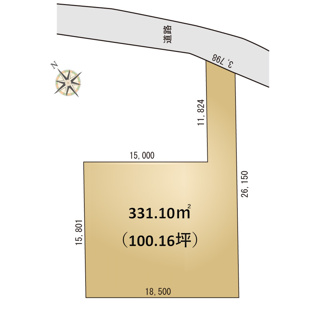 【土地図】 | 常総市内守谷きぬの里1丁目 売地　敷地面積331.10㎡（約100坪）