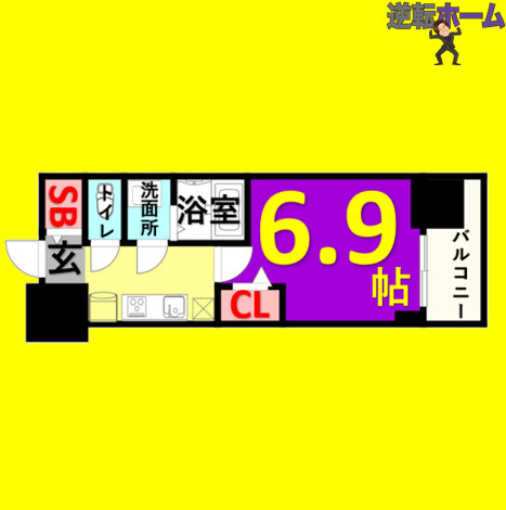 プレサンス東別院駅前Ⅱ　名古屋市賃貸　仲介手数料無料の間取り