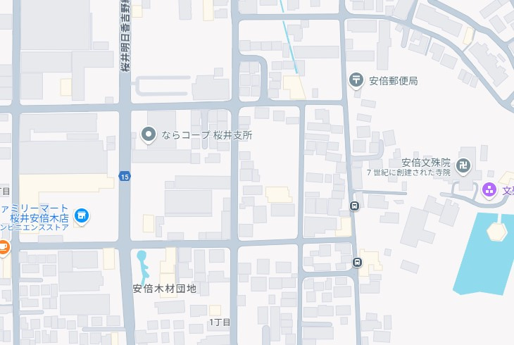 桜井市安倍木材団地　新築一戸建ての地図