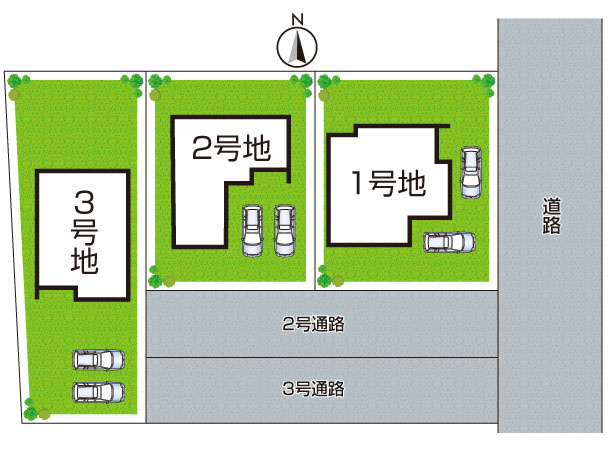 桜井市安倍木材団地　新築一戸建ての区画図|全３区画